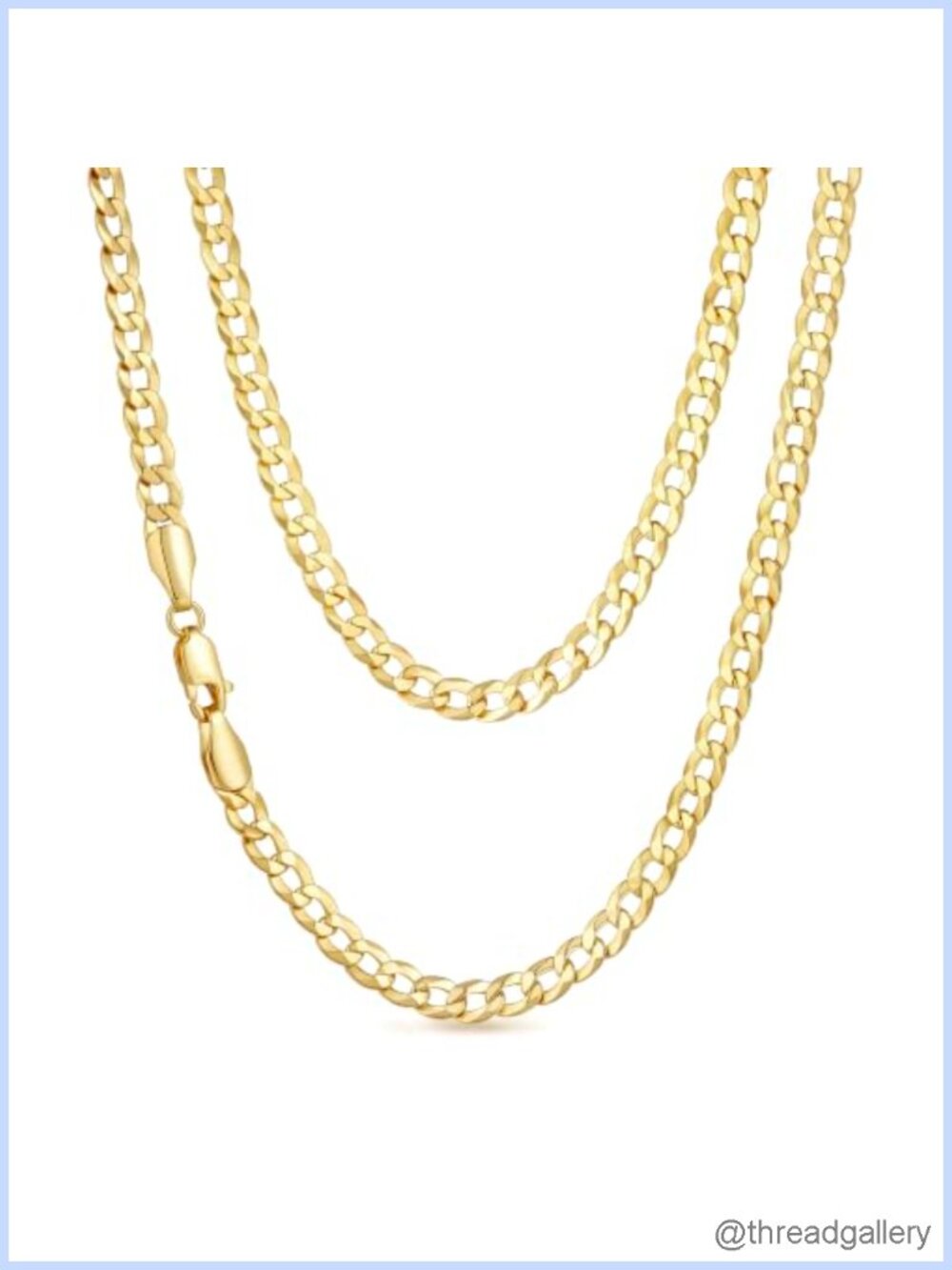 14K Gold Plated Cuban Link Chain Necklace 3.5mm Lobster Clasp